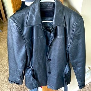 Mens Sergio Vadducci Genuine Lather Coat w/ Belt and Removable Liner